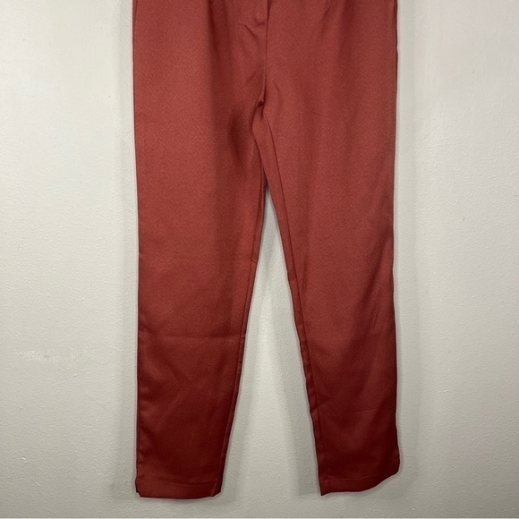 NEW Showpo Mauve Brick Red Dress Pants Size 4 Straight Leg Fall Color - Picture 3 of 10